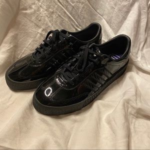 Adidas Black Patent Platform Sambas Size 9